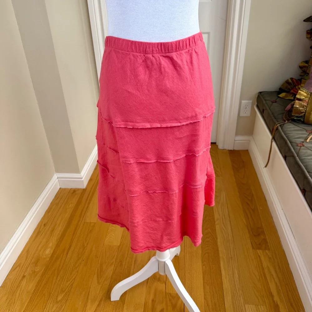 Soft Surroundings Skirt Linen Pull-On Coral (L) - Picture 4 of 7